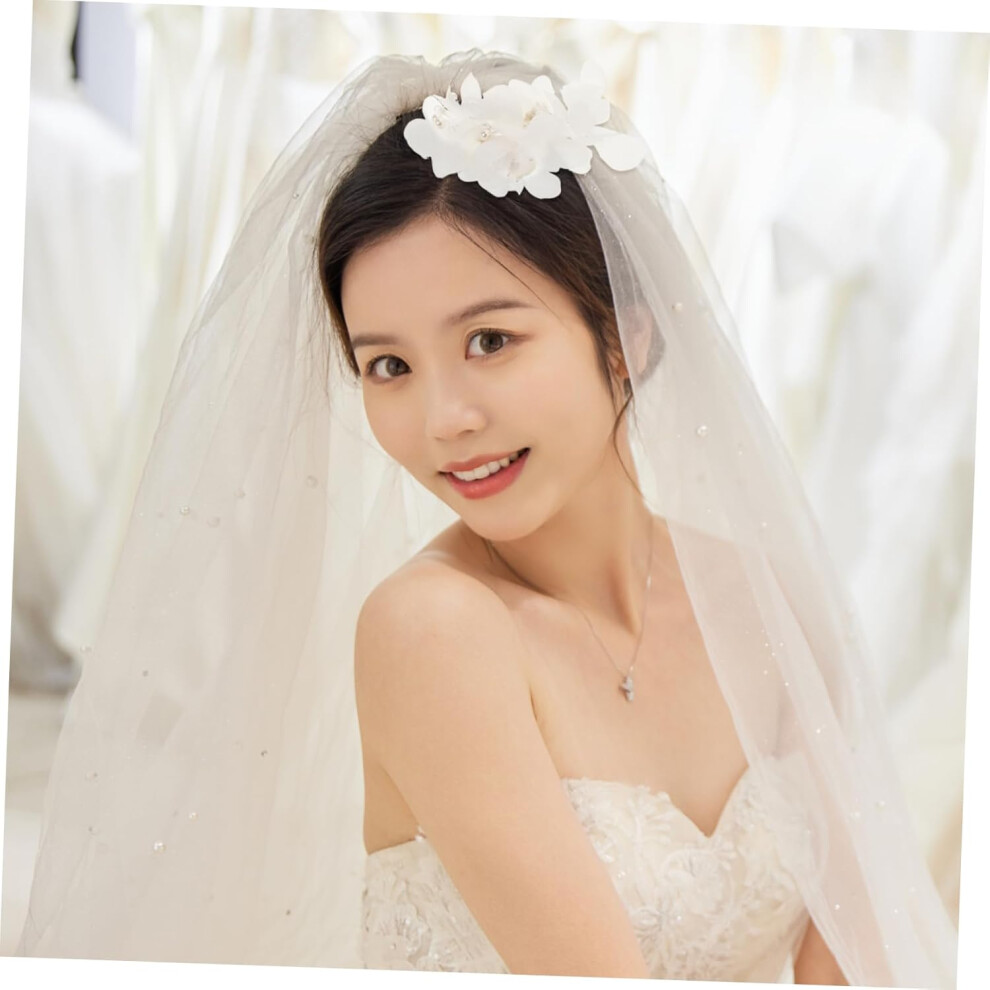 Hkhbjs Bridal Flower Hair Clip: Handmade Tulle Wedding Hair Accessories - Clip On Veil Attachment