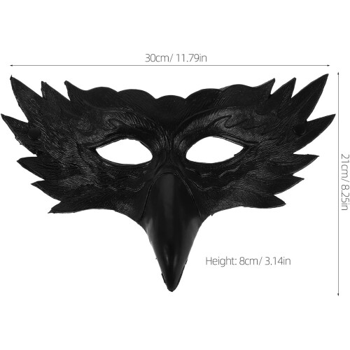 Μάσκες για το Halloween Μάσκα Πουλιών για Ενήλικες Μαύρη με Σχέδιο Ράμφους Πουλιών