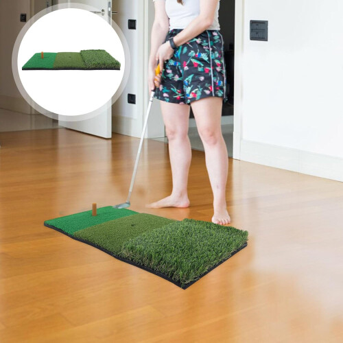 Golf Practice Mat Indoor Golf Turf Pad Swing Pad for Putting Practice Tee Holder 2