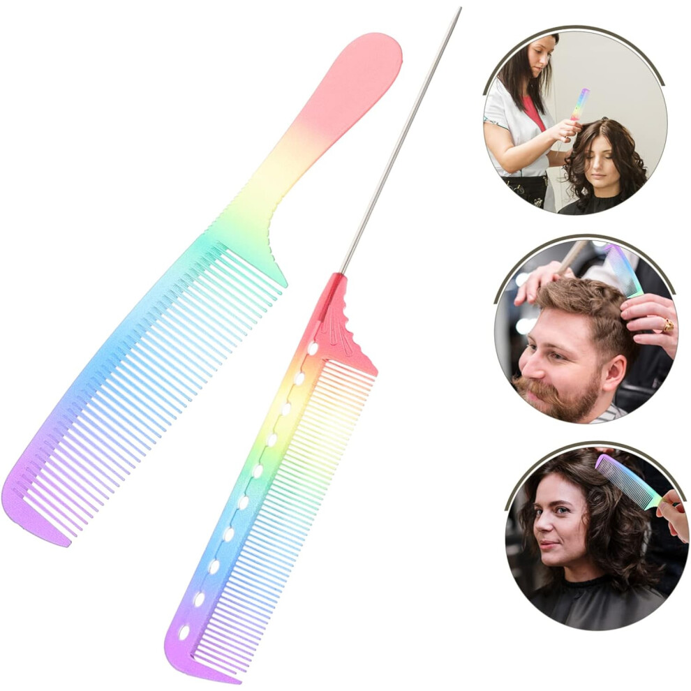 Hkhbjs 2Pcs Scale Comb Hair Styling Comb Rainbow Design Salon Hairbrush For Smoothing Slick Hairstyle