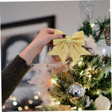 2 Stück Glitzer-Pailletten-Weihnachtsschleifen, kleine Schleifen, Weihnachtsbaumschmuck