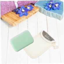 5 sacchetti a rete in lino nero per sapone, ideali per la pulizia del viso e la conservazione di saponi fatti a mano.