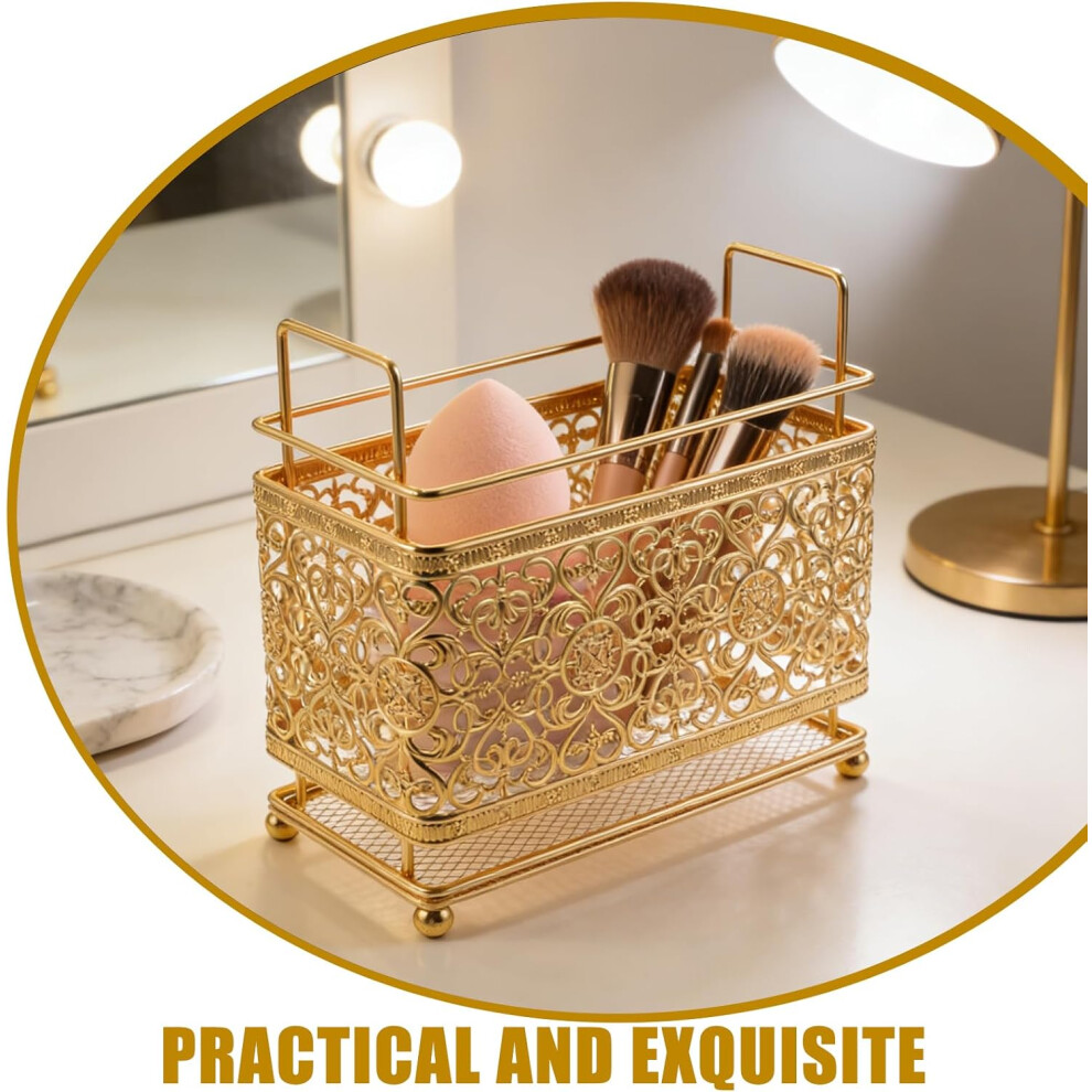 Hkhbjs Makeup Brush Storage Rack Iron Organizer For Desktop Holder For Makeup Brushes Suitable For Vanity And Office Use