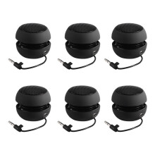 6X  Alto-Falante PortáTil para Viagem com Cabo de ÁUdio de 3,5 mm e Bateria Embutida de Baixa TensãO Alto-Falante RetráTil para