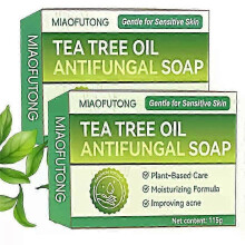 (2PCS) 1-3X Tea Tree Oil Bar Soap for Face & Body Acne, Athlete's Foot, Tinea, Folliculitis Ringworm Jock Itch Relief Soap Bar, 115g