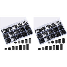 640 Entretoises de Vis de Prise Électrique, Kit D'Assortiment D'Entretoises Rondes en Nylon Noir, Entretoises en Plastique Sans Filetage