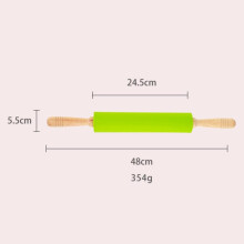 10 polegadas anti-adherente rolando pino rolo de silicone alça de madeira leve massa rolando bastão