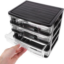 Mehrschichtiger Schreibtisch-Schubladenorganizer, 4-stufige kleine Aufbewahrungsbox für den Schreibtisch, Schwarz