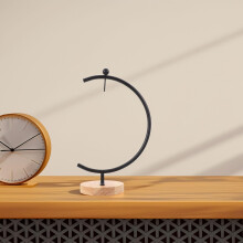 Supporto per ornamenti in ferro, gancio, nero, stile rustico minimalista, multifunzionale, facile installazione.