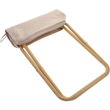 Taburete plegable de camping, silla portátil y ligera con soporte estable, fabricada en tubo de acero color caqui y tela Oxford.