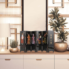 Mini Screen Divider Wooden Foldable Traditional Chinese Panel Screen Versatile Desktop Room Decor for Home