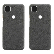 2X Phone Shell Cloth Pattern Leather Case Pixel Anti Drop Protective Cover Suitable for Pixel 4A(Gray)