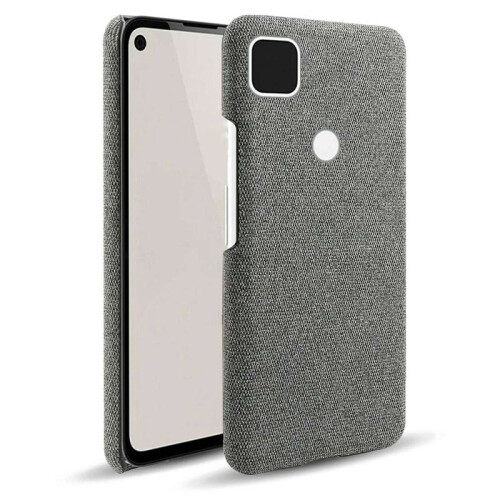 2X Phone Shell Cloth Pattern Leather Case  Pixel Anti Drop Protective Cover Suitable for  Pixel 4A(Gray) 1