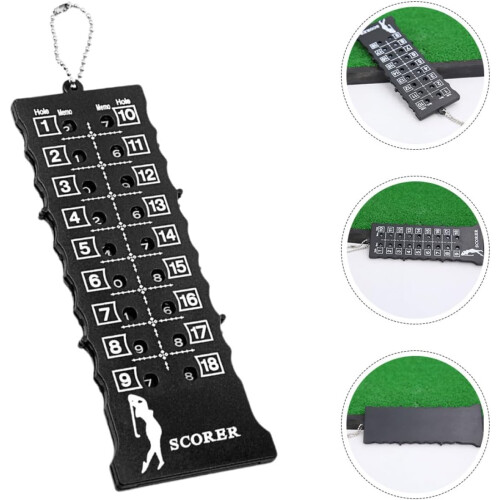 Compteur de score de golf portable noir pour 18 trous 1