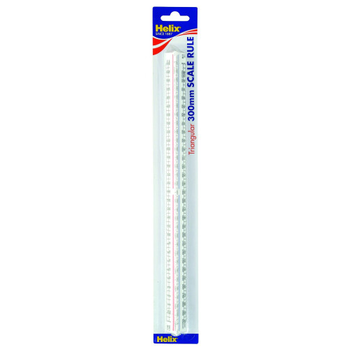 Helix 300mm Metric Triangular Scale Ruler, Red 2
