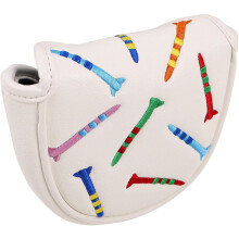 Copritesta per putter a mazza, bianco semicircolare, con morbida fodera in peluche, impermeabile, per driver e mazze da golf.