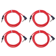 4 Pezzi 3.5mm Cuffia da Cavo da 1/4 Pollice Maschio A Maschio A 4 Poli con Cavo Audio per Cuffie Audio AUX Rosso