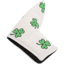 Protège-tête de putter maillet large avec motif trèfle brodé, protection pour club de golf en cuir PU