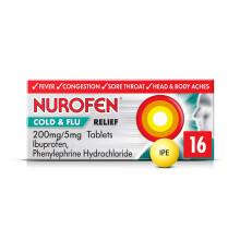 Nurofen Cold & Flu Tablets 200mg/5mg, 16 Pack - Sinus, Sore Throat, Congestion, Nasal Relief, Up To
