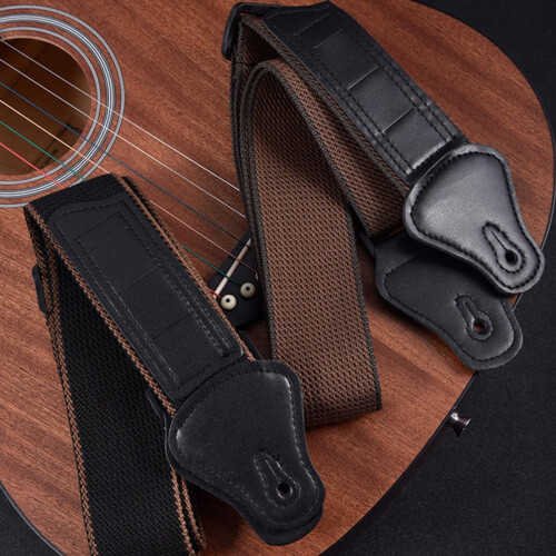 Practical Black Cotton Ukulele and Guitar Strap with Anti-stretch Feature
