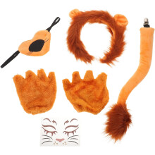 Kostým leva na Halloween, zvieracie hranie rolí, čelenka, rukavice a chvost na párty s tematikou džungle.