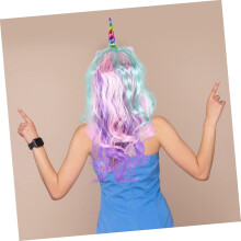 Colorful Long Curly Unicorn Wig with Natural Hairline and Comfortable Wearing