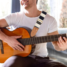 7 pezzi Tracolla di ricambio per chitarra, allargata, regolabile, anti-allungamento, spessa, in pelle, nylon e plastica.