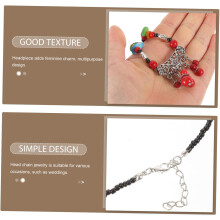 Tassel Headdress Beaded Forehead Jewelry Hair Piece for Women Bohemian Necklace Style Head Accessories