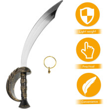 Conjunto de espada pirata y pendientes de aro de plástico, accesorios de espada para fiestas de cumpleaños de piratas en Halloween.