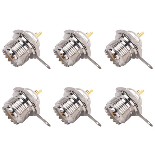 6X UHF Buchse SO239 Jack Bulkhead Solder RF Straight Connector, Silber