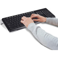 Suporte da bandeja do teclado acrílico ergonômico com tira antideslizante preta, teclado inclinado