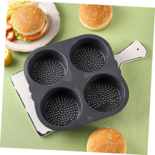 Moule à hamburger en silicone résistant à la chaleur, 4 cavités, antiadhésif, pour pains à hamburger ronds.