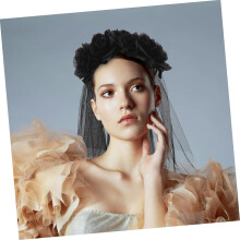 Halloween Gothic Floral Crown Veil Rose Headband for Cosplay Costume Accessory