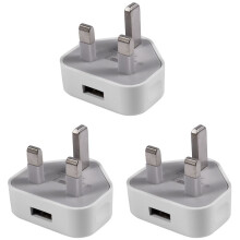 3X Universal Usb Uk Plug 3 Pin Wall Charger Adapter with Usb Travel Charger Charging for Phone (1 Port)