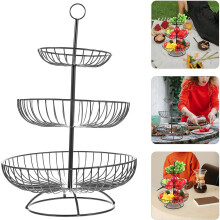 Ferro cesta de frutas multi-camada três camadas bandeja de frutas com design delicado