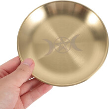 Tavă de altar metalică cu pentagramă, trei luni, decorativă, pentru bijuterii, tavă pentru chei, organizator de noptieră