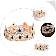 Men’s King Crown Alloy Baroque Costume Crown Dark for Birthday Decorations