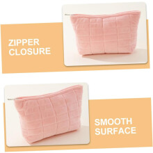 Portable Large Capacity Cosmetic Bag Plush Makeup Pouch Travel Toiletry Organizer for Women Bathroom Use