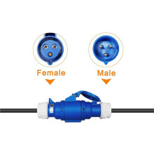 2pc EV Charger CEE Female Plug 3 Pins Adapter Waterproof Wall Mount Socket, 32A 1 Phase 7kW EVSE Charging Connector