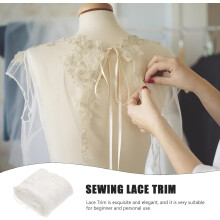 Elastic Lace Trim 7.5cm Wide White Sewing Trim Decoration for DIY Crafts Dressmaking and Skirt Collar Embellishment
