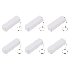 6X Portable External Power Bank Battery Charger 18650 with Keychain (Without Battery) (White)