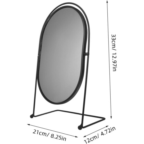 Oval Desktop Vanity Mirror with Stand Large Rotating Makeup Mirror 1