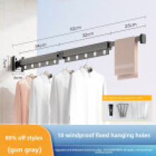 (Gray 2Fold)Cintre mural rétractable pliable gain de place maison chambre balcon