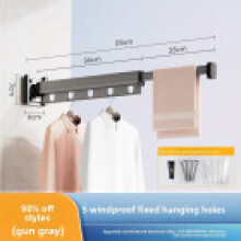 (Gray 1Fold)Cintre mural rétractable pliable gain de place maison chambre balcon