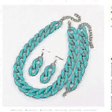 (hole green) clearance Fishsheep Acrylic Long Chain Necklace Earrings For Women Colorful Resin Chain Collar Pendant Necklaces Fashion Jewelry