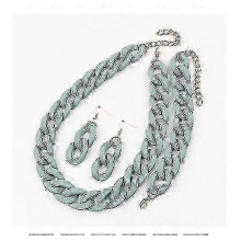 (blue gray) clearance Fishsheep Acrylic Long Chain Necklace Earrings For Women Colorful Resin Chain Collar Pendant Necklaces Fashion Jewelry
