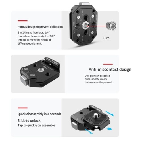 FALCAM F38 Multi-Hole Quick Release Plate Kit Tripod Mount Adapter Quick Release Plate Camera Accessories 2