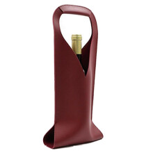 (Red) Leather Wine Bag Wine Bottle Holder Champagne Hand Bag Gift Bag for Christmas Wedding Travel Birthda
