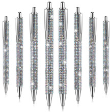 8Pcs Cute Pen Bling Diamond Pens Christmas Rhinestones Gift Metal Ballpoint Pens Fancy Sparkly Crystal Pens A