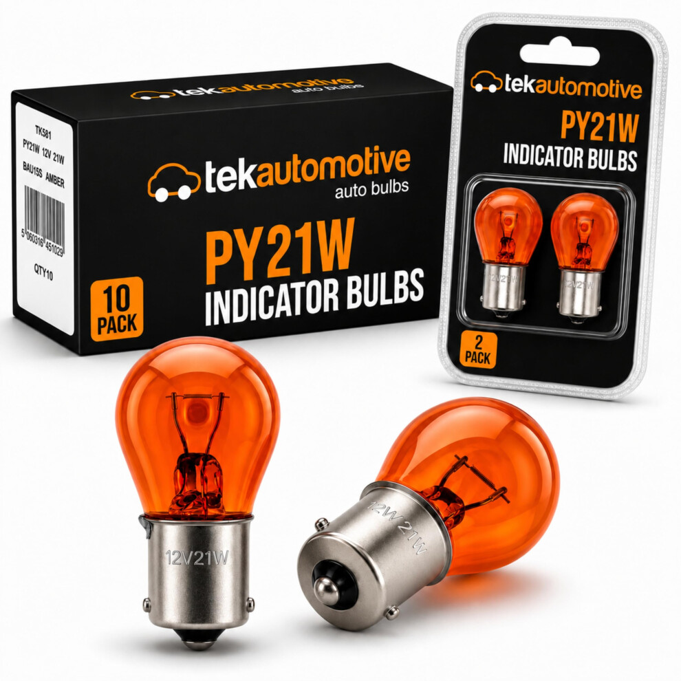 Tek Automotive 581 Py21w Indicator Bulbs 12V 21W Bau15s Â E-Marked Road Legal Offset Pin, Twin Pack Amber 5005329171344